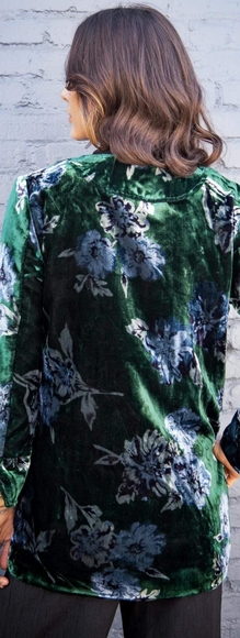 Anthropologie Eva Franco XS Green Velvet Bloom Car Coat - Picture 8 of 8
